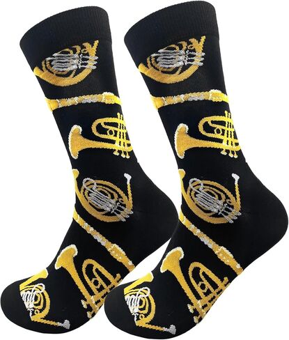 Trombone Brass-Wind Instrument Novelty Crew Socks Comfortable Casual Crazy Socks For Men Women in Saudi Arabia