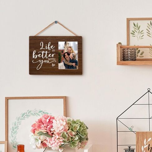 MAQIKA Wedding Picture Frame, Couples Picture Frames, Love Wedding Valentines Gifts, Engagement Gifts for Couples Newly Engaged, Life is Better with You Wood Photo Frame for 4x6 Photos in Saudi Arabia