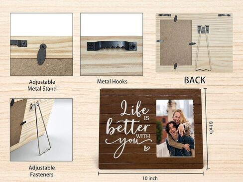 MAQIKA Wedding Picture Frame, Couples Picture Frames, Love Wedding Valentines Gifts, Engagement Gifts for Couples Newly Engaged, Life is Better with You Wood Photo Frame for 4x6 Photos in Saudi Arabia