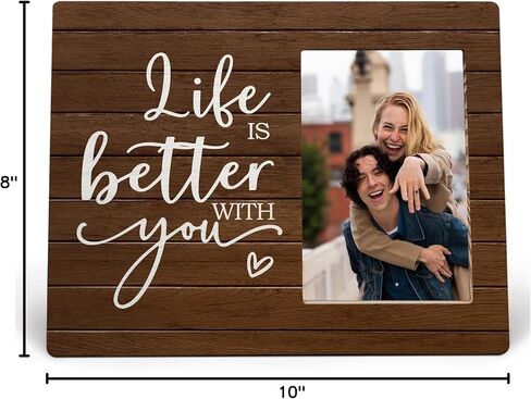 MAQIKA Wedding Picture Frame, Couples Picture Frames, Love Wedding Valentines Gifts, Engagement Gifts for Couples Newly Engaged, Life is Better with You Wood Photo Frame for 4x6 Photos in Saudi Arabia