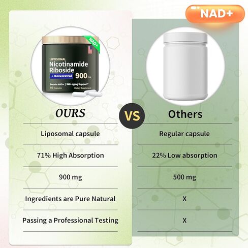 Liposomal Nicotinamide Riboside 900mg, NAD Supplements for Women, NAD Resveratrol Supplement, Quercetin, High Purity NMN Supplement Alternative for Anti-Aging, Energy, Focus(80 Capsules) in Saudi Arabia