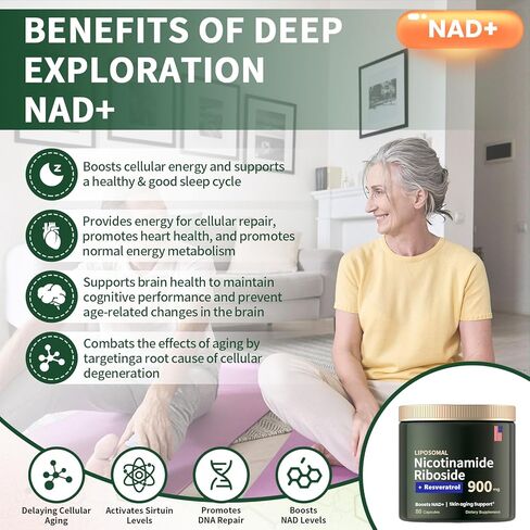 Liposomal Nicotinamide Riboside 900mg, NAD Supplements for Women, NAD Resveratrol Supplement, Quercetin, High Purity NMN Supplement Alternative for Anti-Aging, Energy, Focus(80 Capsules) in Saudi Arabia