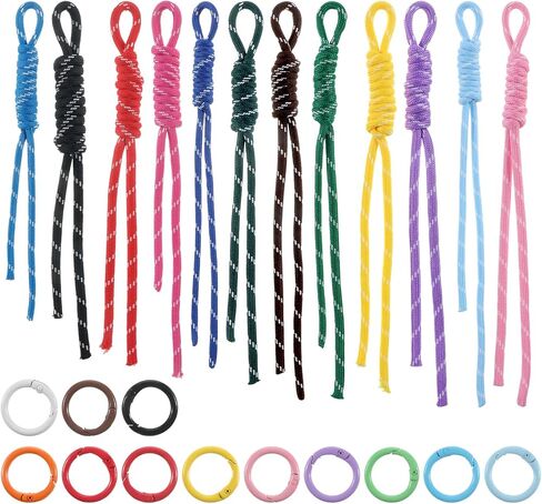 Bruislard Rope Keychain, Paracord Keychain Bag Charms, 12 Pcs Colorful Braided Corde Paracord Rope Key chain Bag Charm for Purse Handmade Ropes Key Chain Backpack Handbag Decoration Accessories in Saudi Arabia