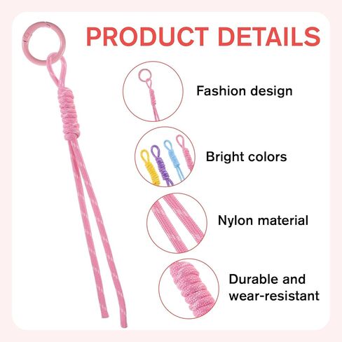 Bruislard Rope Keychain, Paracord Keychain Bag Charms, 12 Pcs Colorful Braided Corde Paracord Rope Key chain Bag Charm for Purse Handmade Ropes Key Chain Backpack Handbag Decoration Accessories in Saudi Arabia