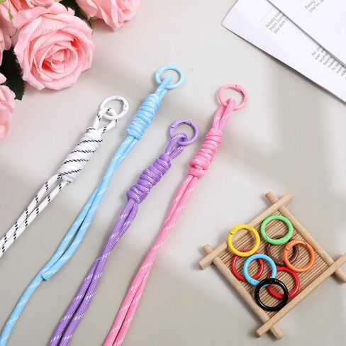 Bruislard Rope Keychain, Paracord Keychain Bag Charms, 12 Pcs Colorful Braided Corde Paracord Rope Key chain Bag Charm for Purse Handmade Ropes Key Chain Backpack Handbag Decoration Accessories in Saudi Arabia
