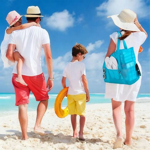 Large Mesh Beach Bag - Sandproof Foldable Lightweight Swim Tote, Oversized Family Pool Boat Bag with Zipper & Pockets in Saudi Arabia