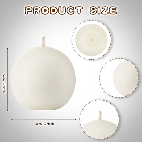 Tondiamo 7 Pieces Round Candles Ball Candles Unscented Round Ball Candle Decorative 1.96 Inch for Wedding Baby Shower Birthday Christmas Holiday Celebration Valentines Home(White) in Saudi Arabia