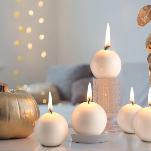 Tondiamo 7 Pieces Round Candles Ball Candles Unscented Round Ball Candle Decorative 1.96 Inch for Wedding Baby Shower Birthday Christmas Holiday Celebration Valentines Home(White) in Saudi Arabia
