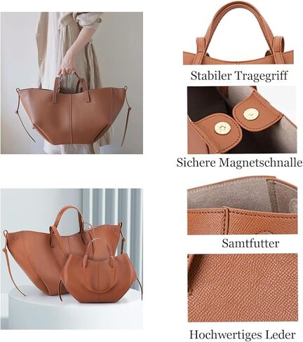 Leather Bag Leather Handbag with Magnetic Closure Genuine Leather Vintage Shoulder Bag for Women in Saudi Arabia
