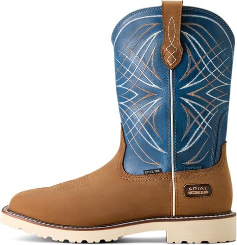 Ariat Men's Activator Waterproof Steel Toe Work Boot, Dusted Brown/Basin Blue, 13 Wide in Saudi Arabia