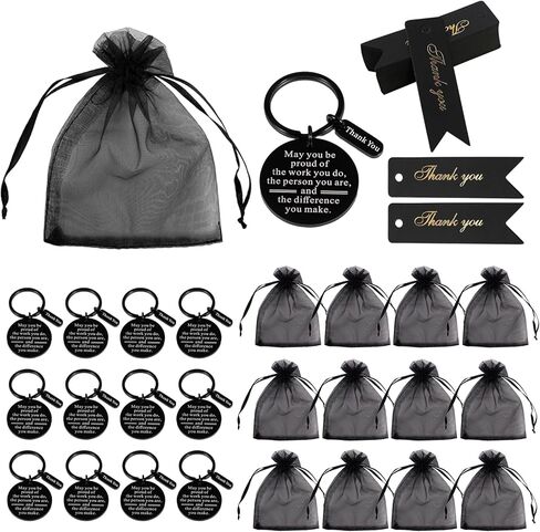 36 Pcs Employee Appreciation Gifts Bulk Thank You Keychains for Coworkers Teams Volunteers Appreciation Keychain Organza Bags in Saudi Arabia