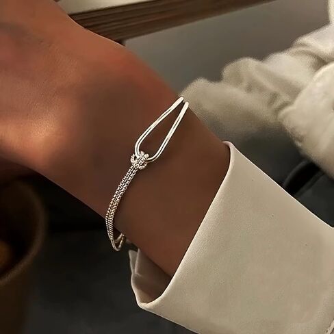 Gold Silver Knot Bracelets for Women Love Matching Infinity Bracelets for Friendship Dainty Snake Hand Chain Adjustable Bracelets for Women Best Friend Stainless Steel Bracelets in Saudi Arabia
