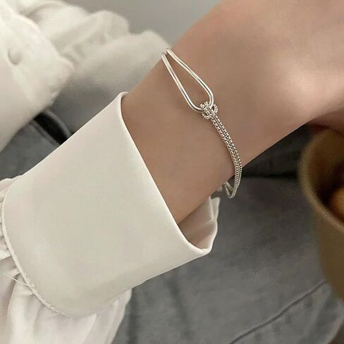Gold Silver Knot Bracelets for Women Love Matching Infinity Bracelets for Friendship Dainty Snake Hand Chain Adjustable Bracelets for Women Best Friend Stainless Steel Bracelets in Saudi Arabia