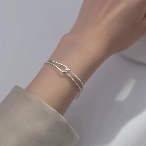 Gold Silver Knot Bracelets for Women Love Matching Infinity Bracelets for Friendship Dainty Snake Hand Chain Adjustable Bracelets for Women Best Friend Stainless Steel Bracelets in Saudi Arabia