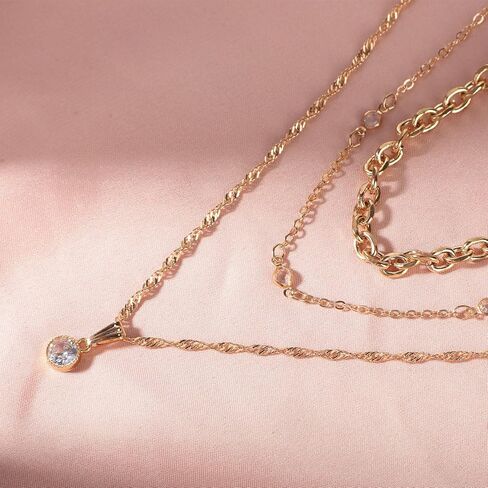 Mikovivi 3pcs Gold Stacking Necklaces Set, Trendy Stackable Non Tarnish Gold Pendant Choker Necklace Set for Women Birthday Valentine Graduation Jewelry Gift in Saudi Arabia