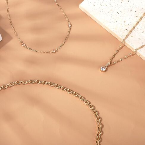 Mikovivi 3pcs Gold Stacking Necklaces Set, Trendy Stackable Non Tarnish Gold Pendant Choker Necklace Set for Women Birthday Valentine Graduation Jewelry Gift in Saudi Arabia