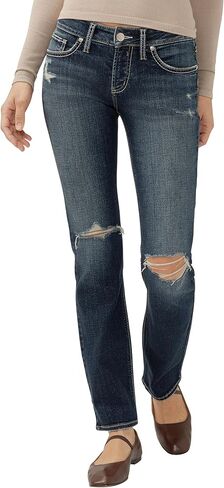 Silver Jeans Co. Womens Britt Low Rise Curvy Fit Straight Leg Jeans - Legacy in Saudi Arabia
