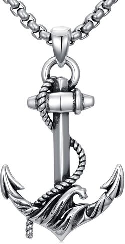 Anchor Necklace for Men 925 Sterling Silver Anchor Pendant Navigation Navigation Jewelry for Men Women in Kuwait