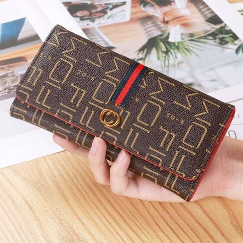 محفظة جلدية للنساء بتصميم نحيف ثلاثي الطي وحامل بطاقات الائتمان للسيدات in Saudi Arabia