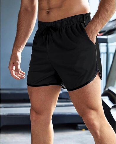 Mens Running Shorts 3 Inch Breathable Quick Dry Workout Athletic Short Shorts with Zipper Pockets in Saudi Arabia