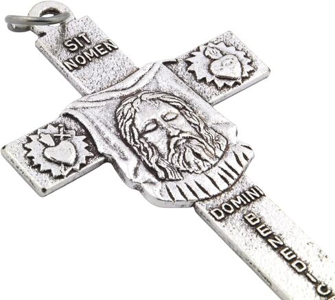 Needzo - The Face of Christ Crucifix, Blessed Be the Name of the Lord, Catholic Cross Pendant for Jewelry, 2 Inches (Pack of 2) in Saudi Arabia