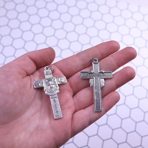 Needzo - The Face of Christ Crucifix, Blessed Be the Name of the Lord, Catholic Cross Pendant for Jewelry, 2 Inches (Pack of 2) in Saudi Arabia