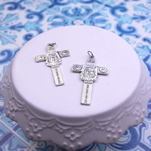 Needzo - The Face of Christ Crucifix, Blessed Be the Name of the Lord, Catholic Cross Pendant for Jewelry, 2 Inches (Pack of 2) in Saudi Arabia