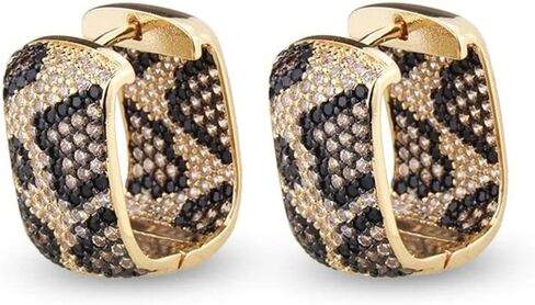 CWWZircons Shiny Micro Paved Cubic Zirconia Leopard Hoop Earrings For Women Two Tone Gold Plated Luxury Wedding Party Jewelry in Saudi Arabia