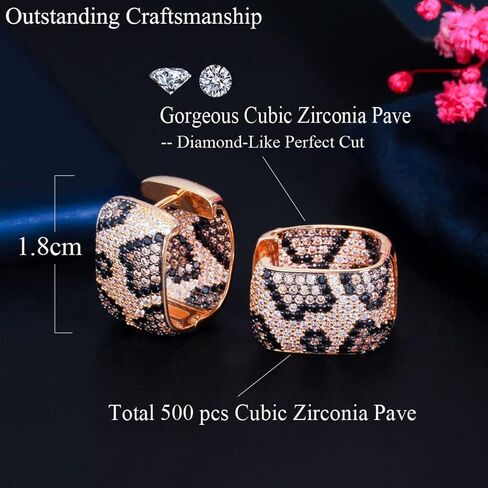 CWWZircons Shiny Micro Paved Cubic Zirconia Leopard Hoop Earrings For Women Two Tone Gold Plated Luxury Wedding Party Jewelry in Saudi Arabia