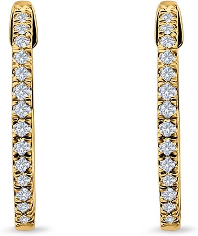 Half Eternity Simulated Cubic Zirconia Round Hoop Earrings 925 Sterling Silver (15mm) in Saudi Arabia