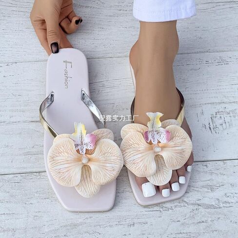 Clolinde Women's summer flip-flops, fashionable flower-shaped with, beach in Saudi Arabia