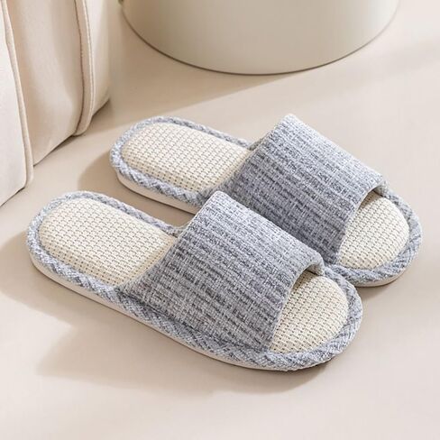 Comfortable Linen Slippers for Women and Men, Non-Slip Soft Open Toe House Shoes in Saudi Arabia