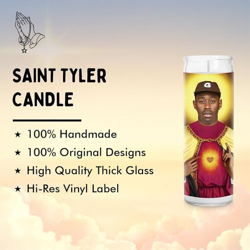 Tyler Celebrity Glass Jar Candle – Unscented Handmade Soy Wax Votive Candle – Unique Gift for Hip Hop Fans – Home Decor Collectible for Living Room & Office – 8 Inch in Saudi Arabia