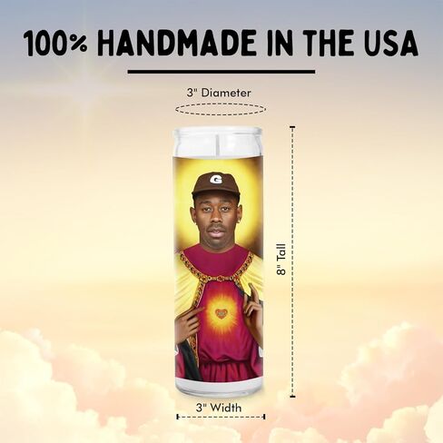 Tyler Celebrity Glass Jar Candle – Unscented Handmade Soy Wax Votive Candle – Unique Gift for Hip Hop Fans – Home Decor Collectible for Living Room & Office – 8 Inch in Saudi Arabia