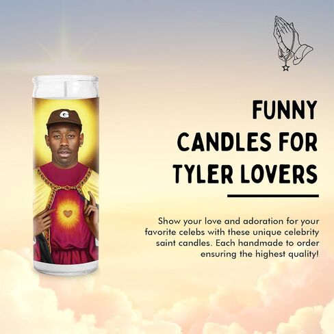 Tyler Celebrity Glass Jar Candle – Unscented Handmade Soy Wax Votive Candle – Unique Gift for Hip Hop Fans – Home Decor Collectible for Living Room & Office – 8 Inch in Saudi Arabia