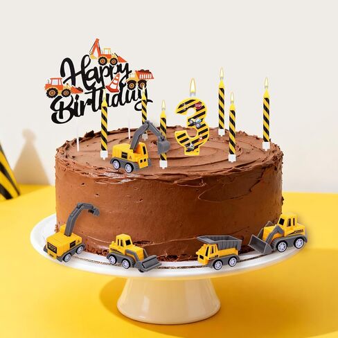 مجموعة شموع عيد ميلاد مكونة من 13 قطعة، شموع أرقام عيد ميلاد سعيد، شموع حفار للكيك، تزيين الكيك مخطط باللونين الأصفر والأسود لمستلزمات الحفلات للأولاد (رقم 3) in Saudi Arabia