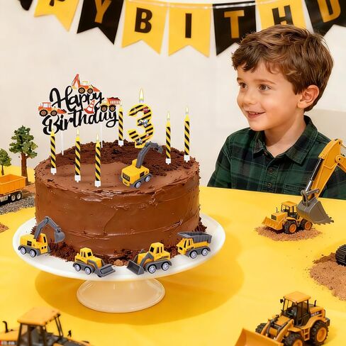 مجموعة شموع عيد ميلاد مكونة من 13 قطعة، شموع أرقام عيد ميلاد سعيد، شموع حفار للكيك، تزيين الكيك مخطط باللونين الأصفر والأسود لمستلزمات الحفلات للأولاد (رقم 3) in Saudi Arabia