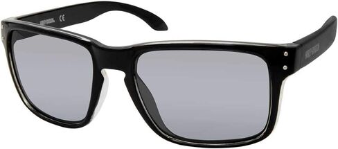 Harley‑Davidson Men’s Square Sunglasses – Shiny Black Frame with Smoke Mirror Lenses & Keyhole Bridge, 100% UV Protection in Saudi Arabia