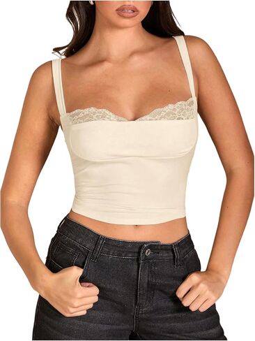 Floerns Women's Y2K Floral Lace Ruched Crop Top Open Back Sleeveless Fitted Camisole Going Out Tops in Saudi Arabia