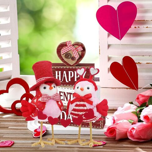 Pujipu 2PCS القطيفة الطيور عيد الحب الزينة الطيور التماثيل عيد الحب الزينة القطيفة الحلي عيد الحب الديكور الذكرى السنوية حزب الجدول الجرف المنزل رف الموقد الديكور (عيد الحب) in Kuwait