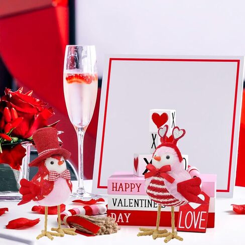 Pujipu 2PCS القطيفة الطيور عيد الحب الزينة الطيور التماثيل عيد الحب الزينة القطيفة الحلي عيد الحب الديكور الذكرى السنوية حزب الجدول الجرف المنزل رف الموقد الديكور (عيد الحب) in Kuwait