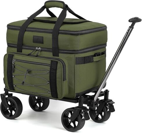 حقيبة برودة كبيرة محمولة ذات عجلات كبيرة 85 علبة مزدوجة سطح السفينة المبرد المعزول مع عجلات معزولة مع جميع عجلات التضاريس البارد التكتيكي الناعم المبرد لبرودة التخييم على الشاطئ التنزه in Kuwait