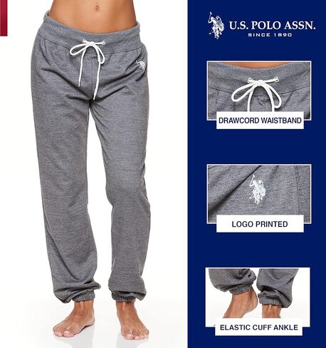 U.S. Polo Assn. Womens Casual Jogger Drawstring Sweatpants (Charcoal Heather, Medium) in Saudi Arabia