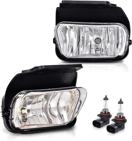 PIT66 Fog Lights, Compatible with 2007-2015 Chevy Silverado 1500/07-14 Silverado 2500HD 3500HD/ 07-13 Chevy Avalanche/ 07-08 Cadillac Escalade, Front Left & Right Fog Lamps, Clear in Kuwait
