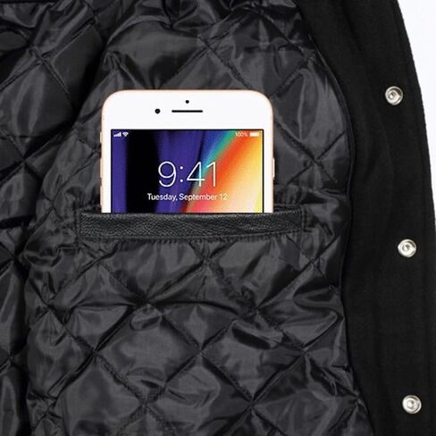 TRENDS GENESIS Men's Hooded Lettermans Varsity Jacket Real Leather Sleeve Casual Sports School Baseball Bomber Jackets in Saudi Arabia