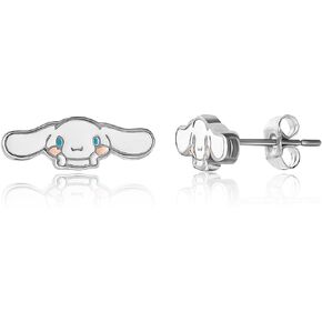 Hello Kitty Earrings for Women Official License, Silver Flash-Plated and Enamel Hello Kitty Studs with Pink Crystal in Kuwait