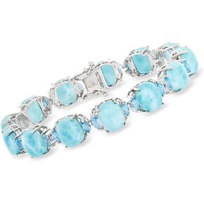 Ross-Simons Larimar and 3.80 ct. t.w. Swiss Blue Topaz Bracelet in Sterling Silver in Saudi Arabia