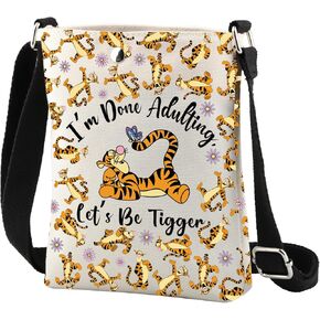 CMNIM Cartoon Tigger Crossbody Bag Cartoon Movie Fan Gift Tigger Lover Gift I'm Done Adulting Let's Be Tigger Crossbody Purse in Kuwait