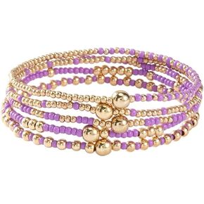 ChungLong0593 Boho Stackable Gold Beaded Bracelet Set for Women Colorful Multilayered Rice Beads Stretch Bracelets Summer Beach Bohemian Jewelry Gift in Saudi Arabia