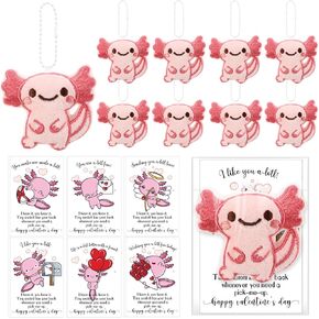 Cunno 12 مجموعة من هدايا سلسلة مفاتيح Valentine Axolotl للحيوانات المحشوة السائبة مع بطاقات شكر للزوجين من الرجال والنساء هدايا حفلات عيد الحب in Saudi Arabia